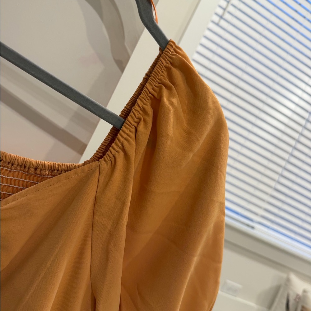 Elegant Orange Midi Dress - Picture 5 of 6